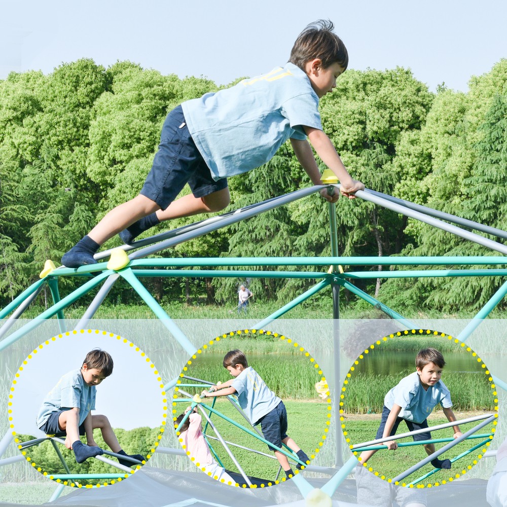 12ft Kids Climbing Dome – Geometric Play Center, Rust & UV Resistant Steel