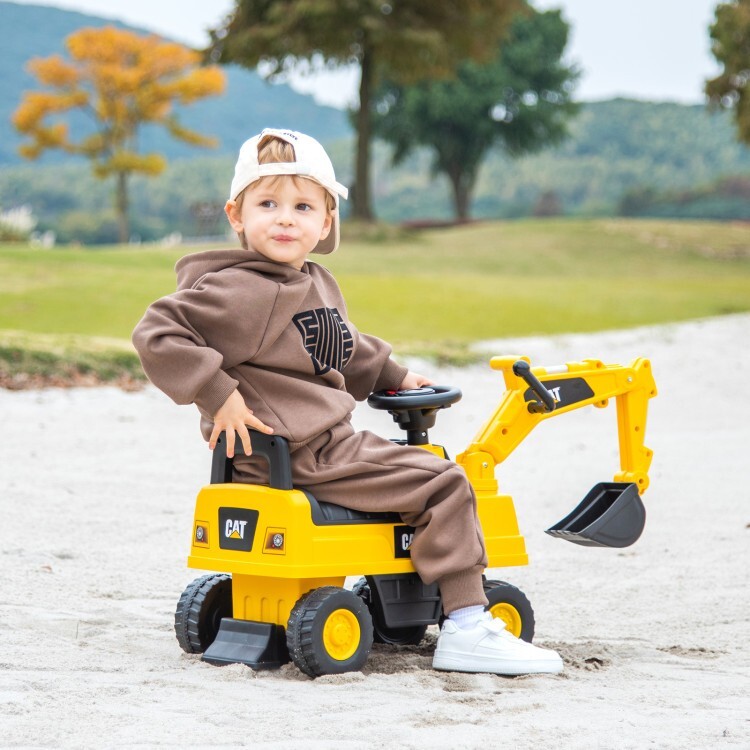 Kids Excavator Ride-On Digger Car Toy Gift Toddlers With Hidden Storage Space