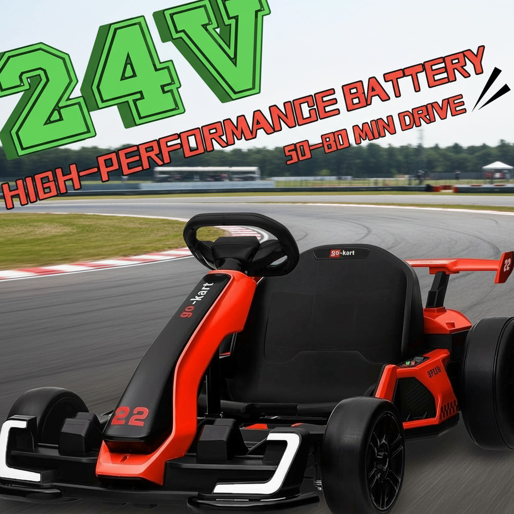 24V Electric Go Kart for Kids,2x150W Motor Powerful Drift Kart +Adjustable Seat