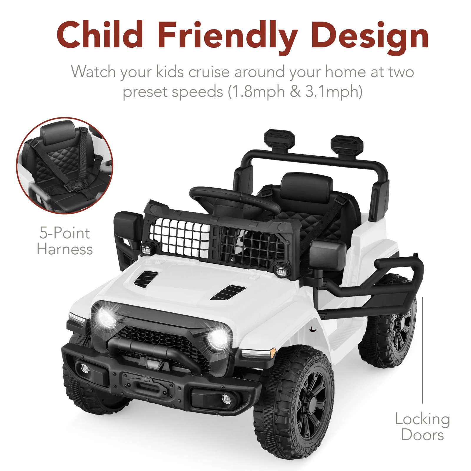 6V Kids Ride-On Truck Car W/ Parent Remote Control, 4-Wheel Suspension, LED Ligh