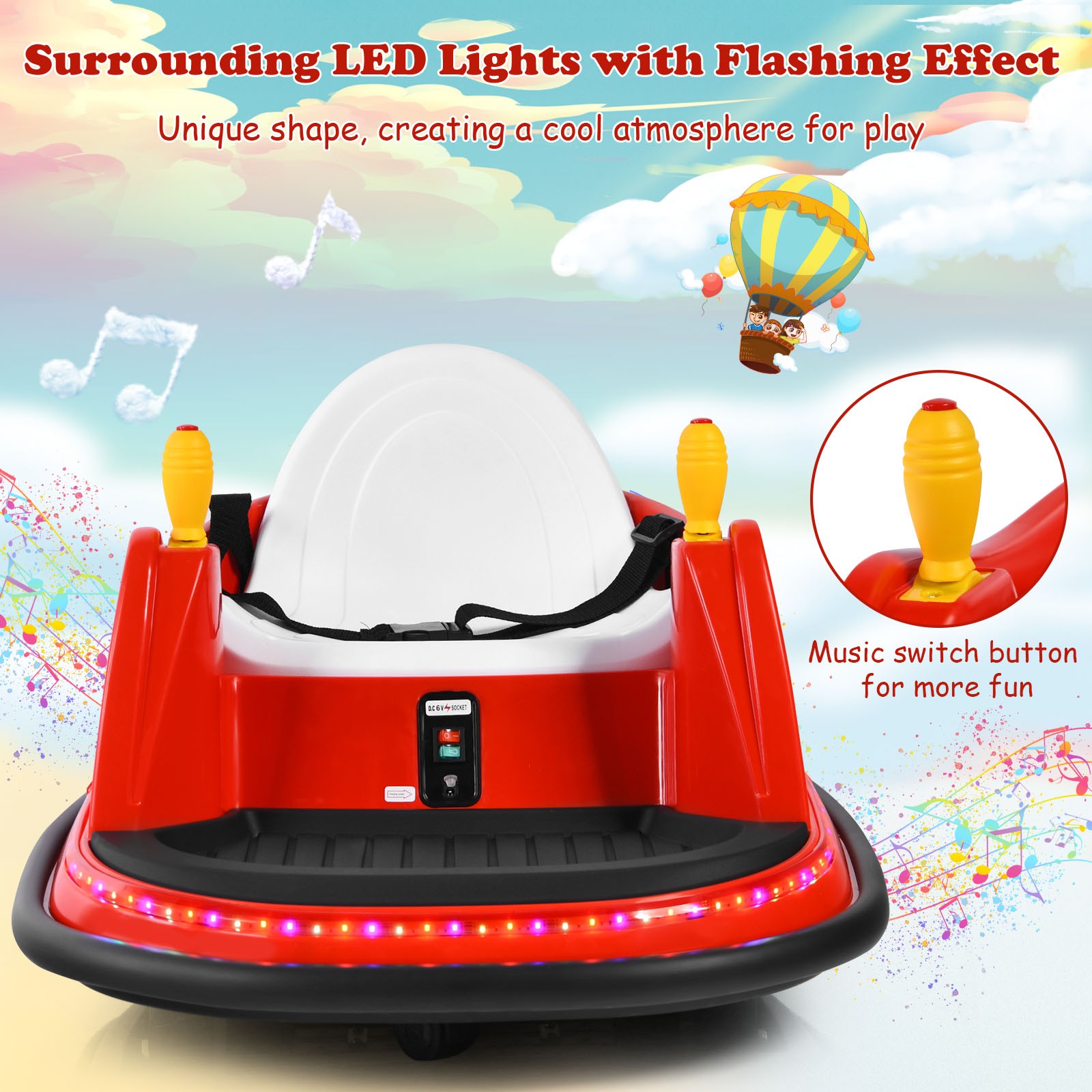 6V Vehicle 360° Spin Race Toy Kids Ride On Bumper Car w/ Remote Control Red