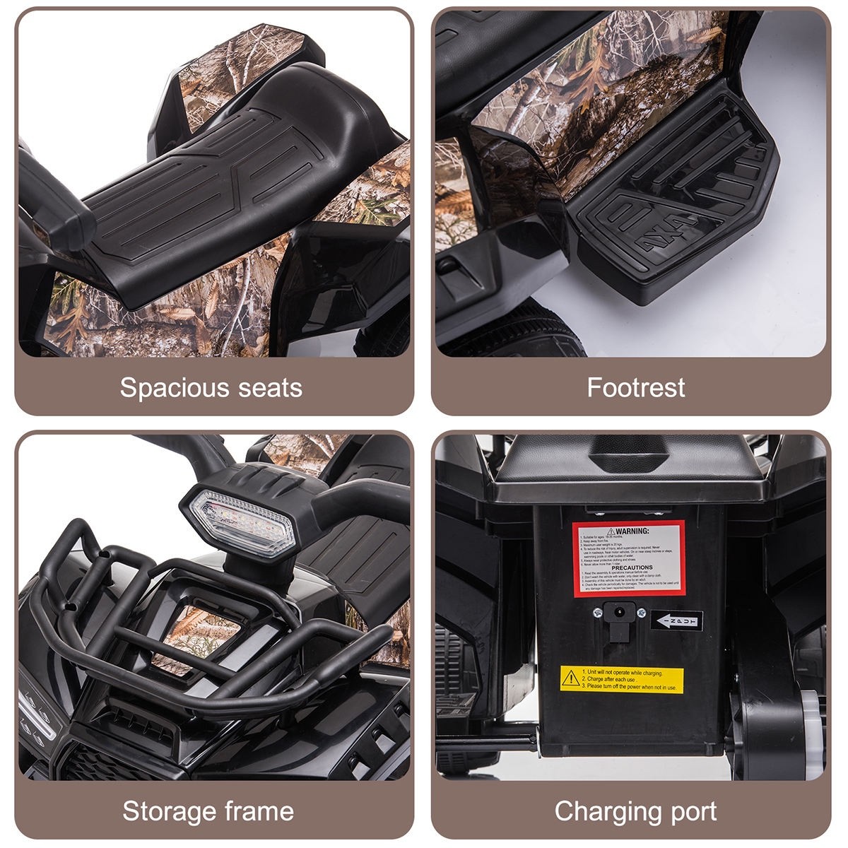 6V Kids 4-Wheeler Electric ATV- Working Headlights and Safety Features Included