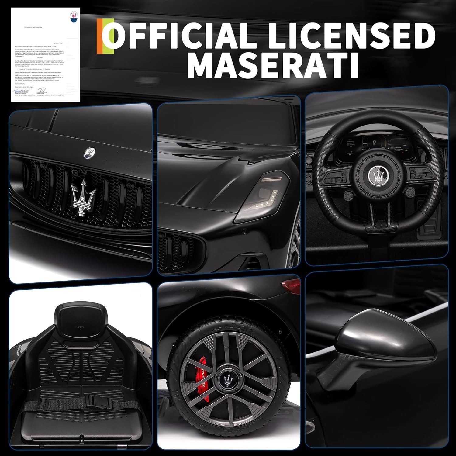 12V Ride On Car Licensed Maserati Gran Cabrio Ride on Toys for Kids White