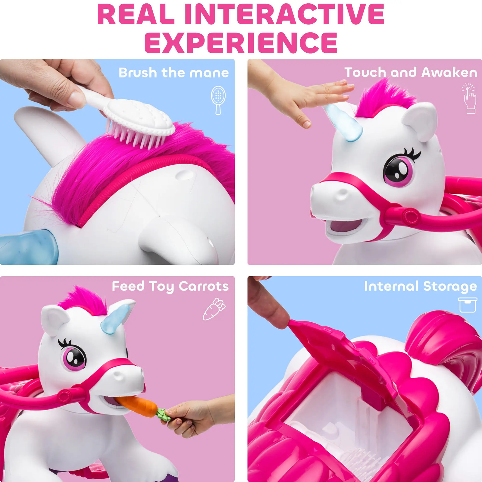 12V Electric Ride-On Unicorn Toy for Kids Toddlers with Lights Sounds