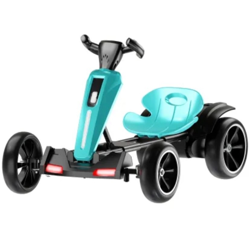 12V Electric Kids Pedal Go Kart,Folder Go Kart,Outdoor Ride On Toy With Adjustab