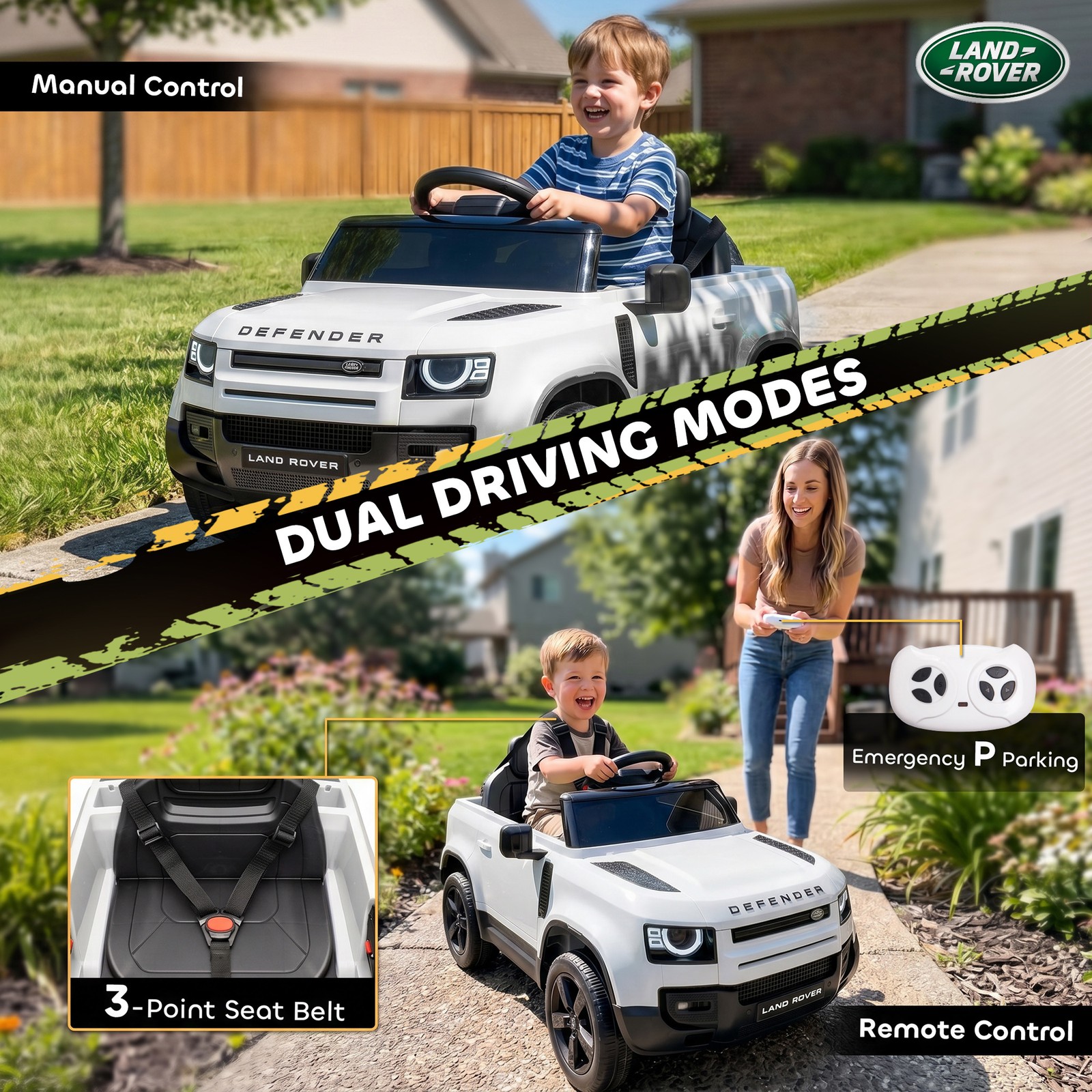 Qaba 12V Ride on Car Licensed Land Rover with Suspension & Remote, White