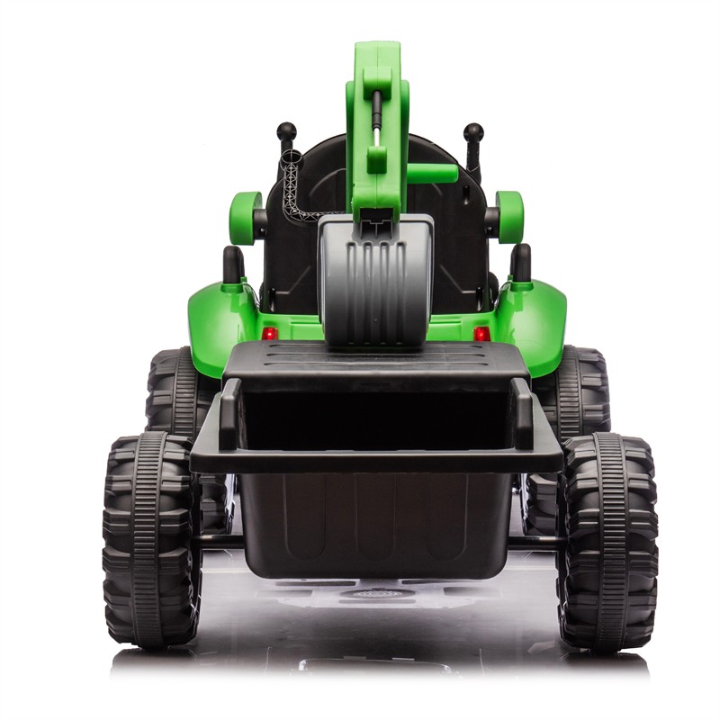 24V Ride On Tractor Toy w/ 4-in-1 Construction Attachments 3-Speed Aged Around 5