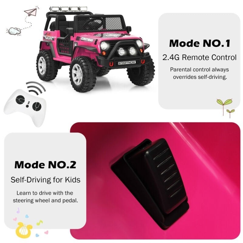 SEHOMY XMX618 Pink Battery Powered Ride-On Car, Vehicles Theme Ages 3-7