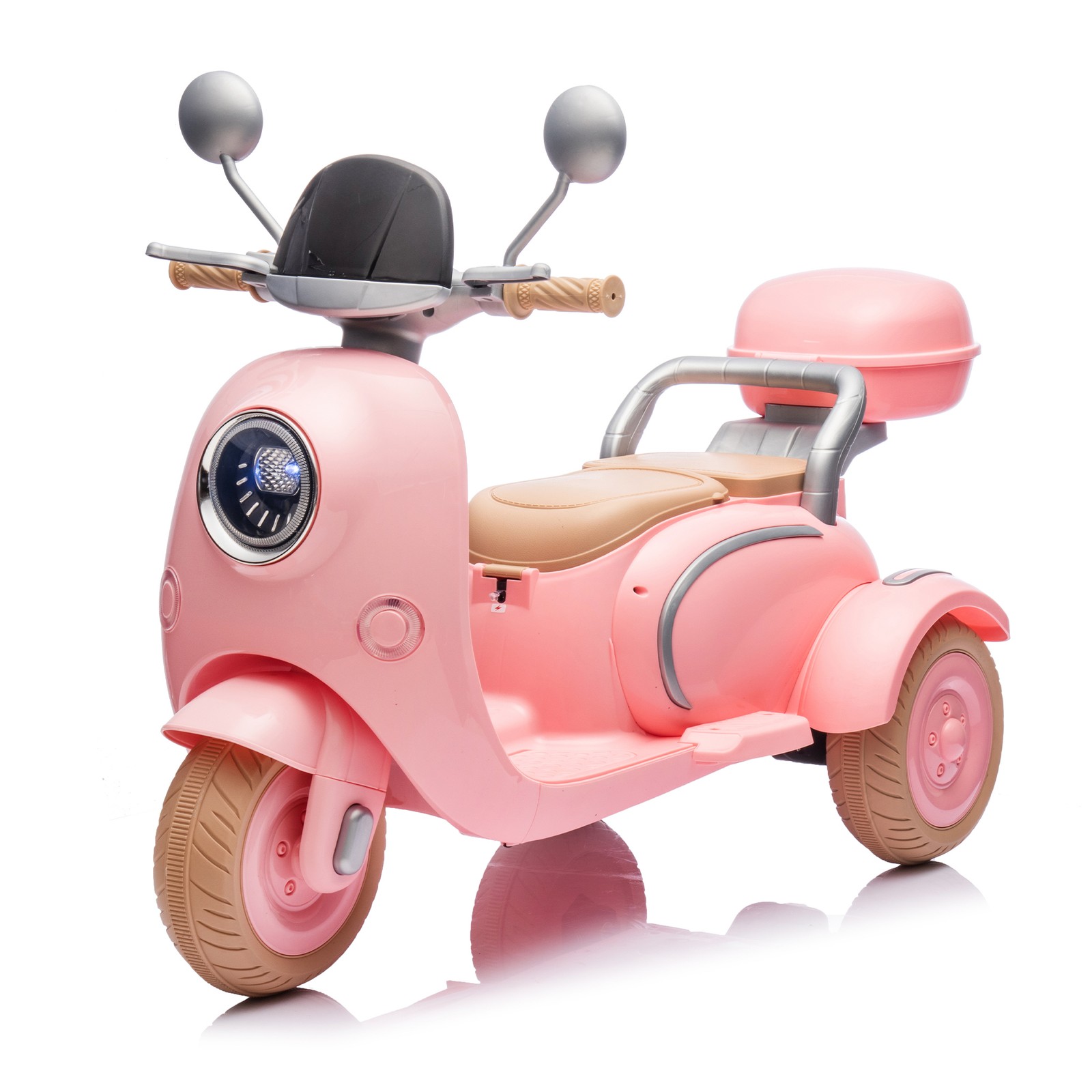 12V Two Motors Kids Ride On Level Up Two-seater 3 Wheel Toy for Kids 3-6 Pink
