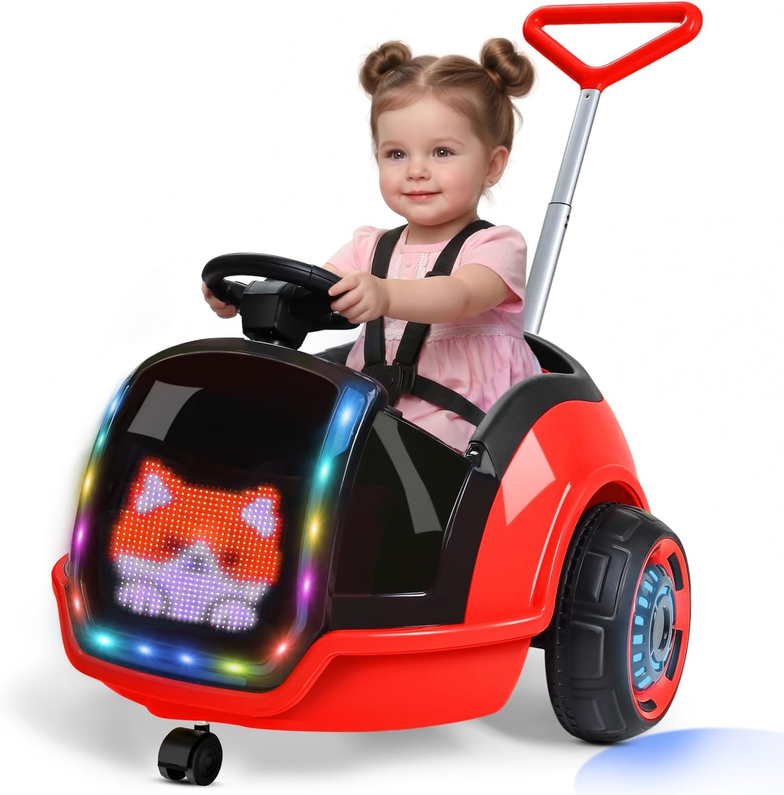 ANPABO 3-in-1 Electric Push Ride On Car, 12V Kids Ride On Toy w/Remote Contro…