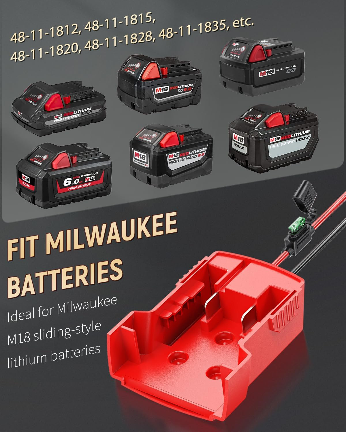 Power Wheel Adapter for Milwaukee M18 Battery, Peg-Perego Milwaukee Battery Adap