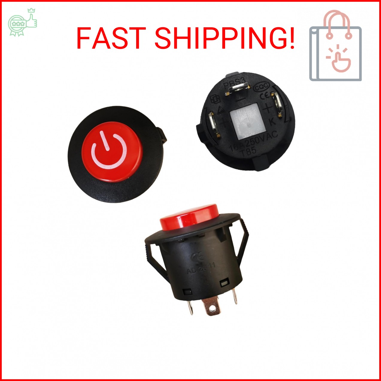 2 Pcs Power Button Switch Push Start Replacement Parts for Kids Ride On Toy Car