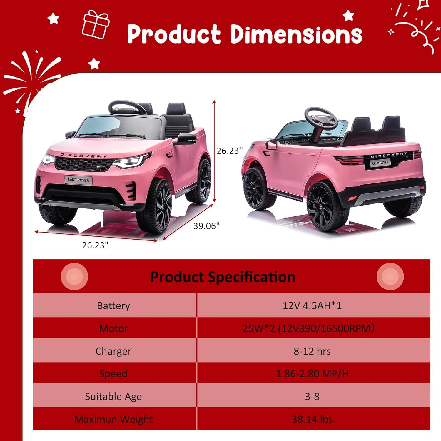 12V Land Rover Licensed Electric Car for Kids Parental Remote Fun Outdoor Toy