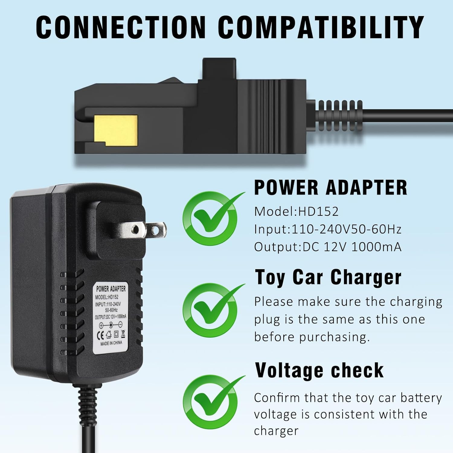 12V Charger for Powered Wheels 12 Volt Battery Charger for All Fisher-Price Powe