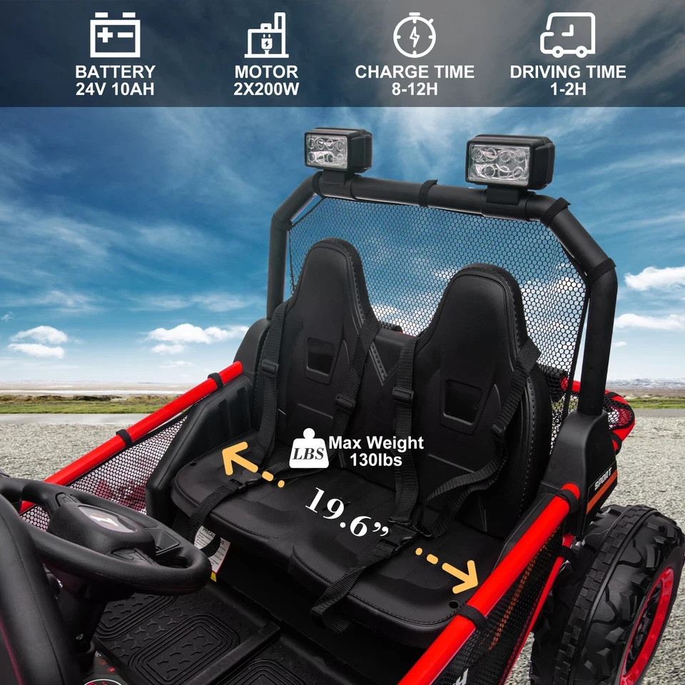 ZEOPHOL 24V Kids Ride On Car UTV Off-Road 2-Seater Purple 400W EVA Wheel Remote