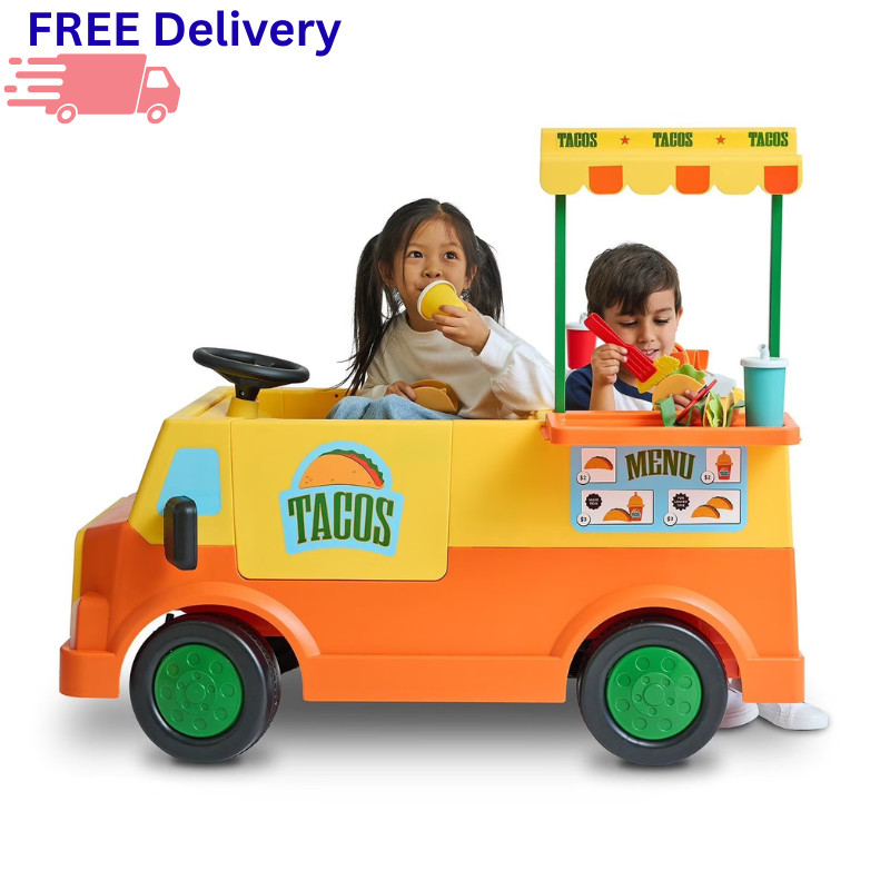 12V Kids Ride On Taco Truck Car w/ Remote Electric Toy Food Truck Vehicle