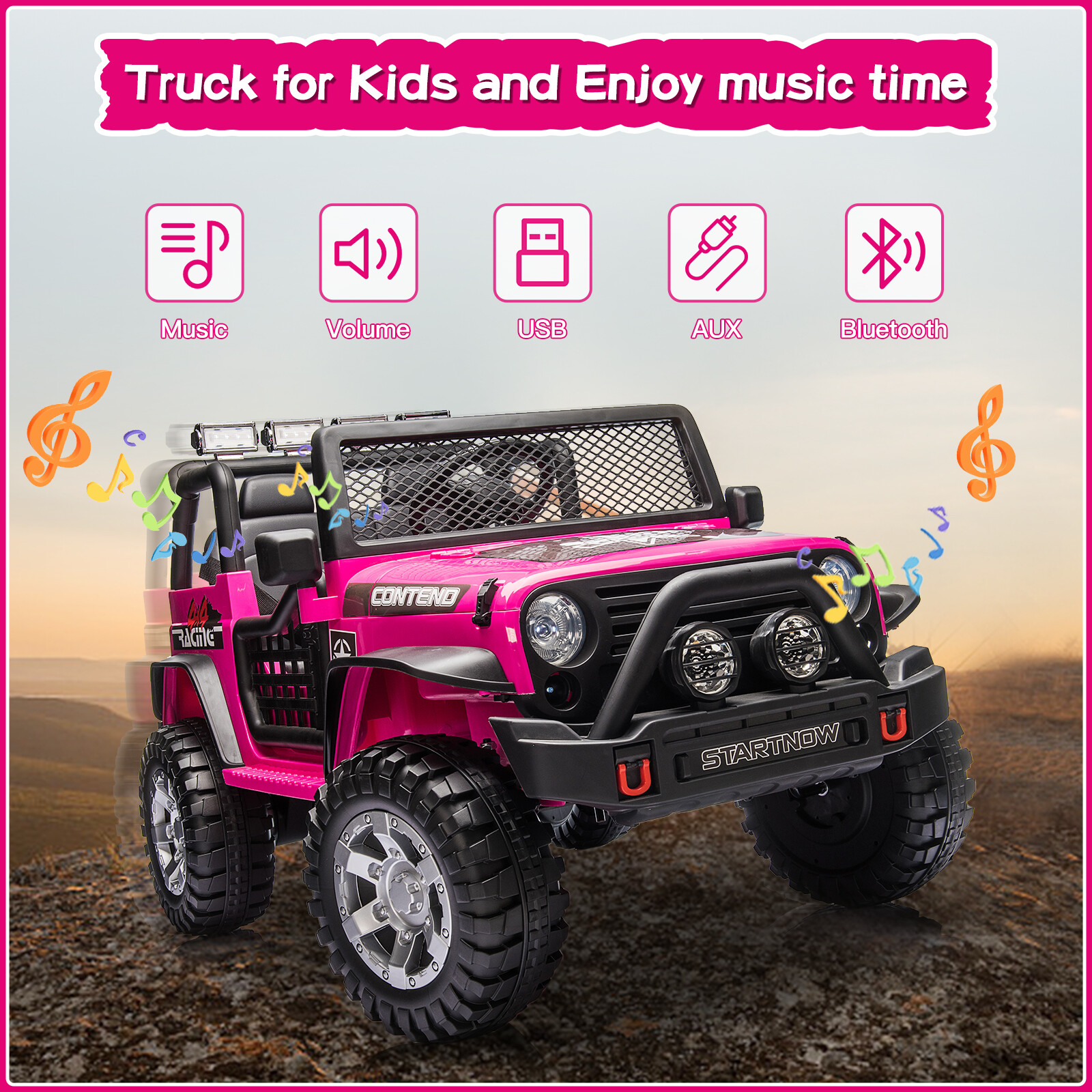 Electric 12V Kids Ride on Truck Car Jeep LED MP3 Car W/Remote Control 2 Seater