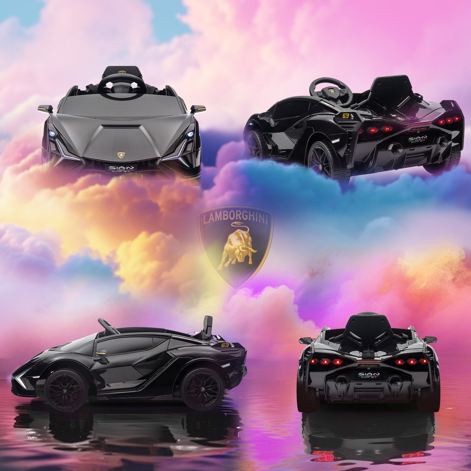 12V Lamborghini SIAN Licensed Electric Car for kids, Black