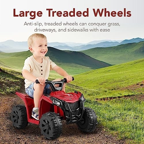 6V Kids Ride On ATV Quad 4-Wheeler Toy Car, 1.8MPH, Treaded Tires, Rubber Handle