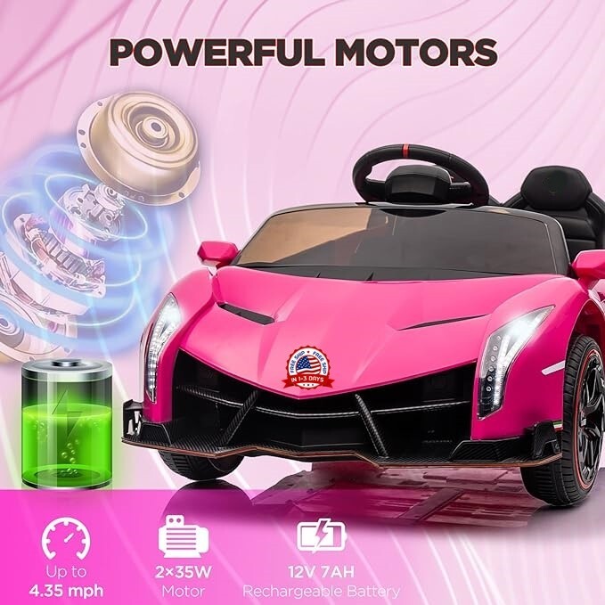 Carro Electrico Para Niñas Niña Bateria Recargable Con Control Remoto Musica Luz