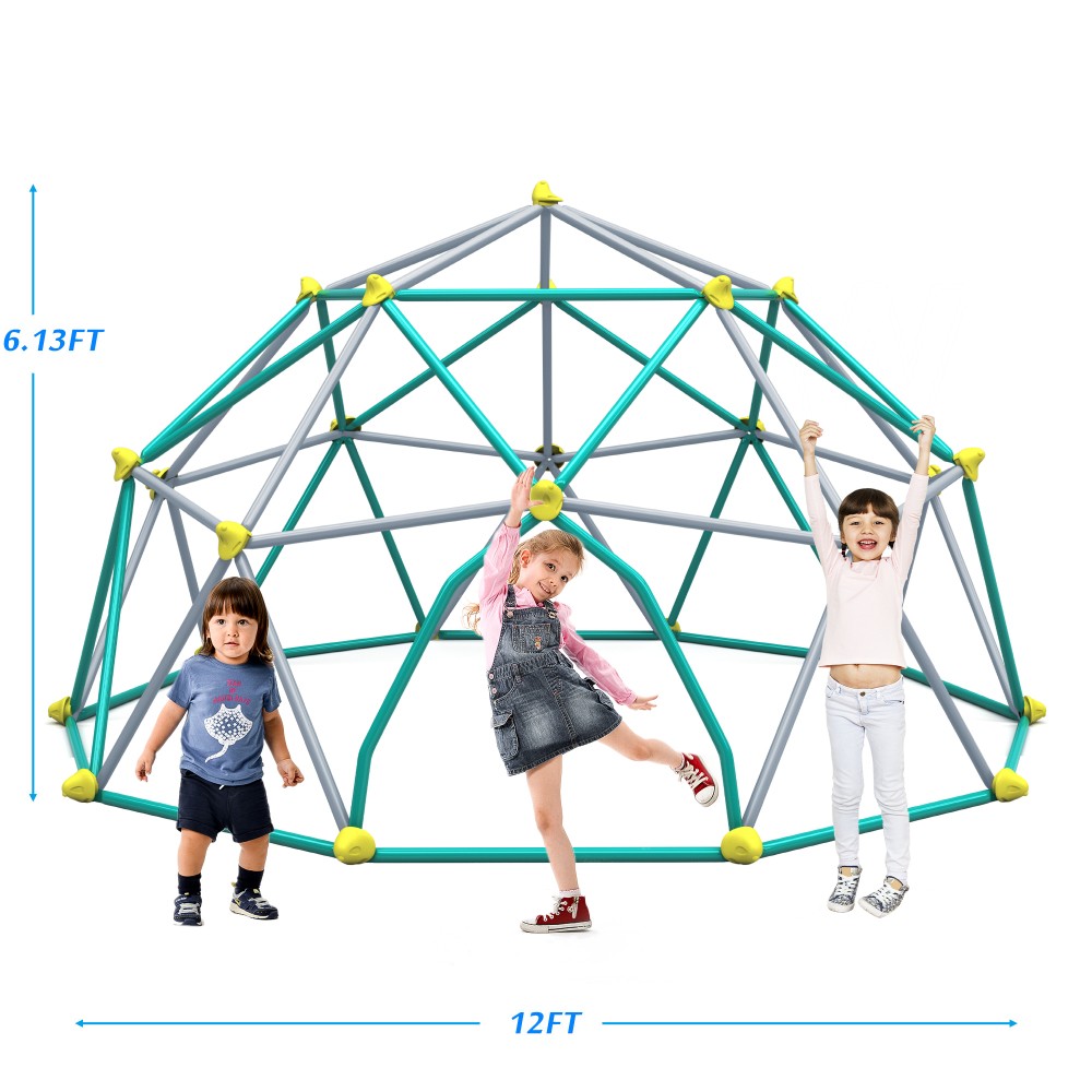 12ft Kids Climbing Dome – Geometric Play Center, Rust & UV Resistant Steel