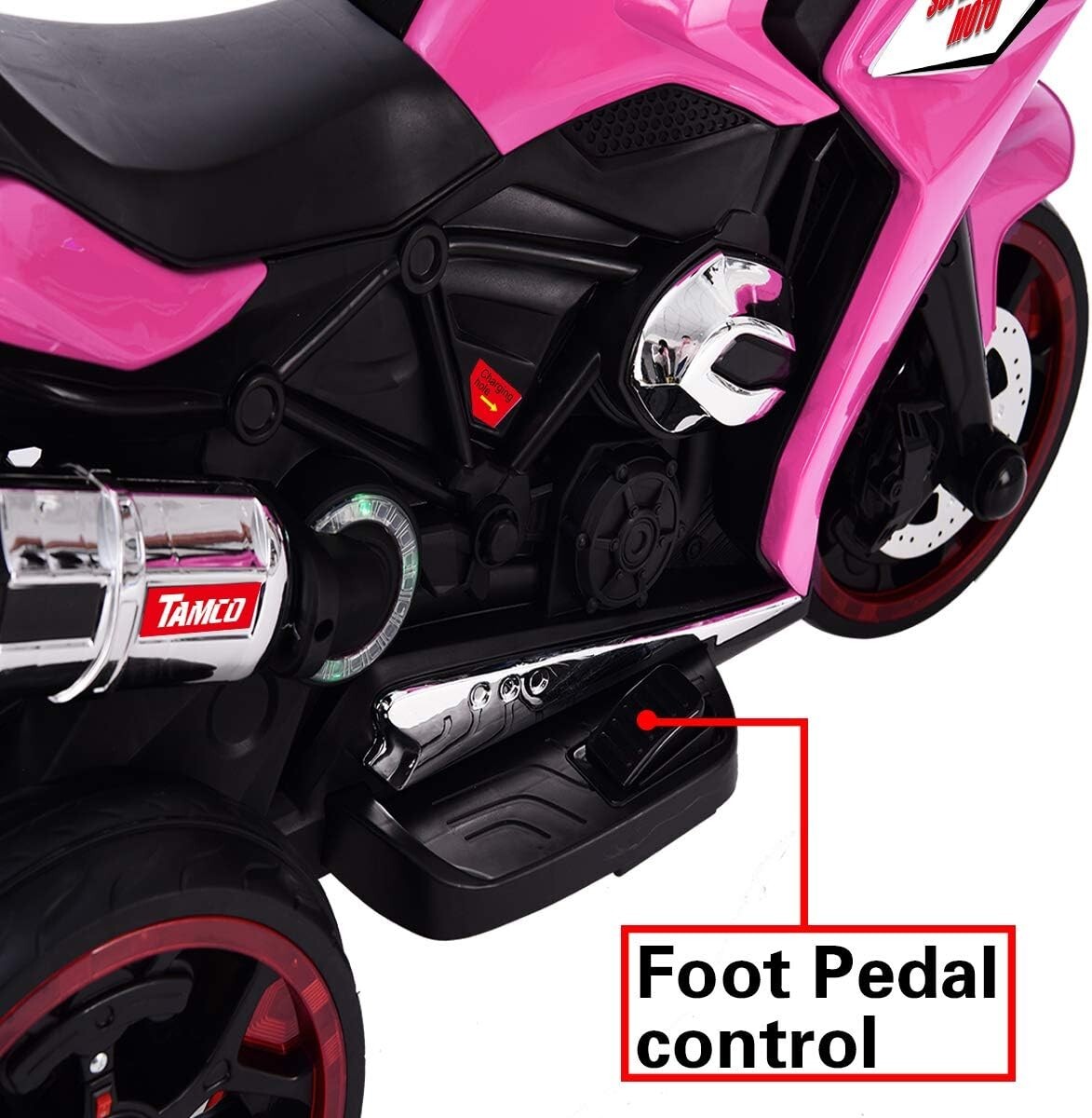 12V Kids Electric Motorcycle 3-5KM/H 3-6 Years Old (43-55 in),Pink