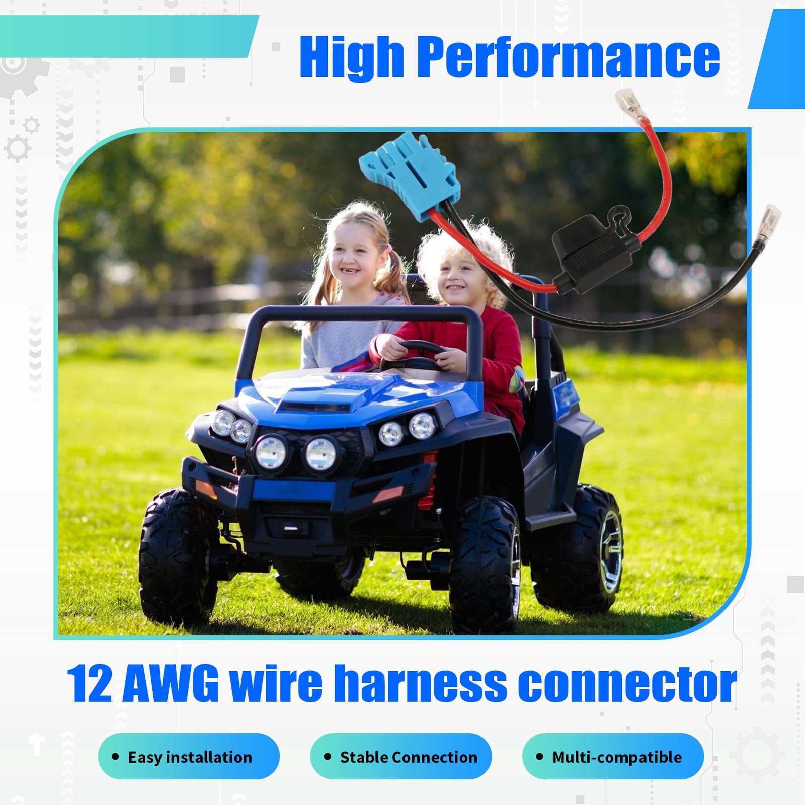 12 AWG Wire Harness Connector Replacement Compatible with Peg-Perego 12V5980