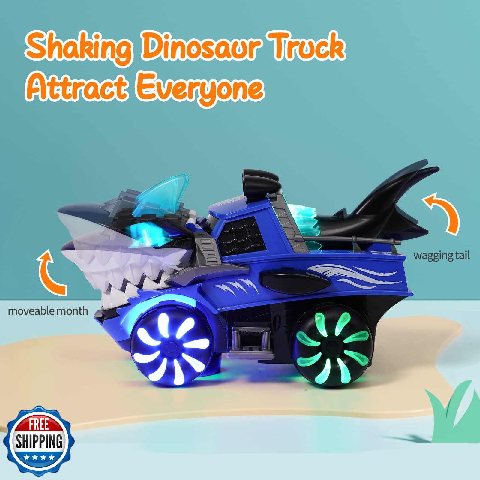 KidsMind Shark Monster Truck Toy for Baby Boy,Shark Car Lights Up