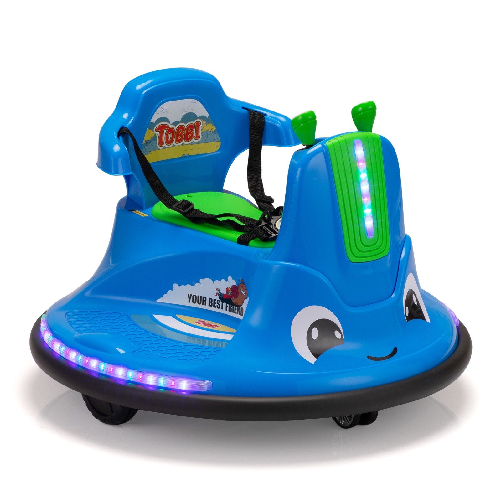 TOBBI 12V Ride on Bumper Car 360° Spinning w/Remote Control 2 Motors LED Lights