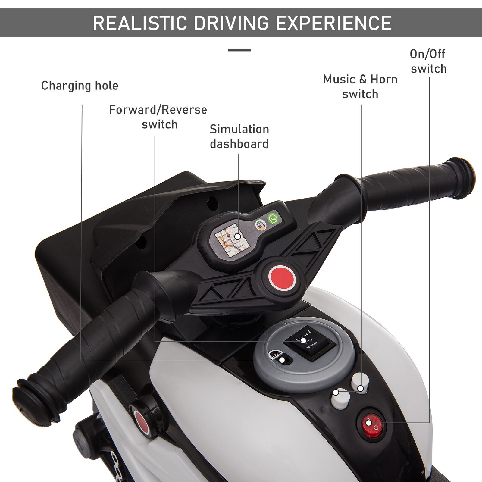 Kids Electric 6V Ride-On Toy Motorcycle Motorbike with Working Horn & Headlights