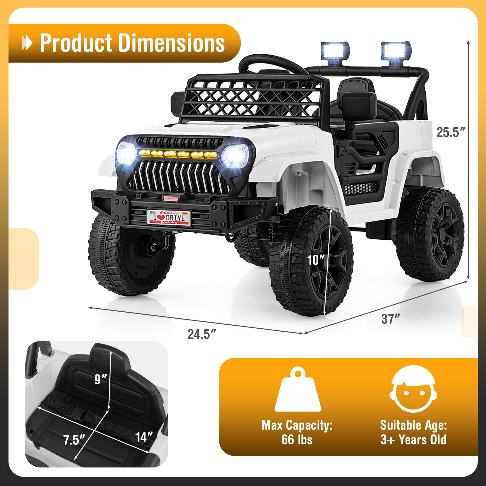12V Kids Ride on Truck Car Battery Powered Toddler Electric Vehicle w/ 3 Speeds