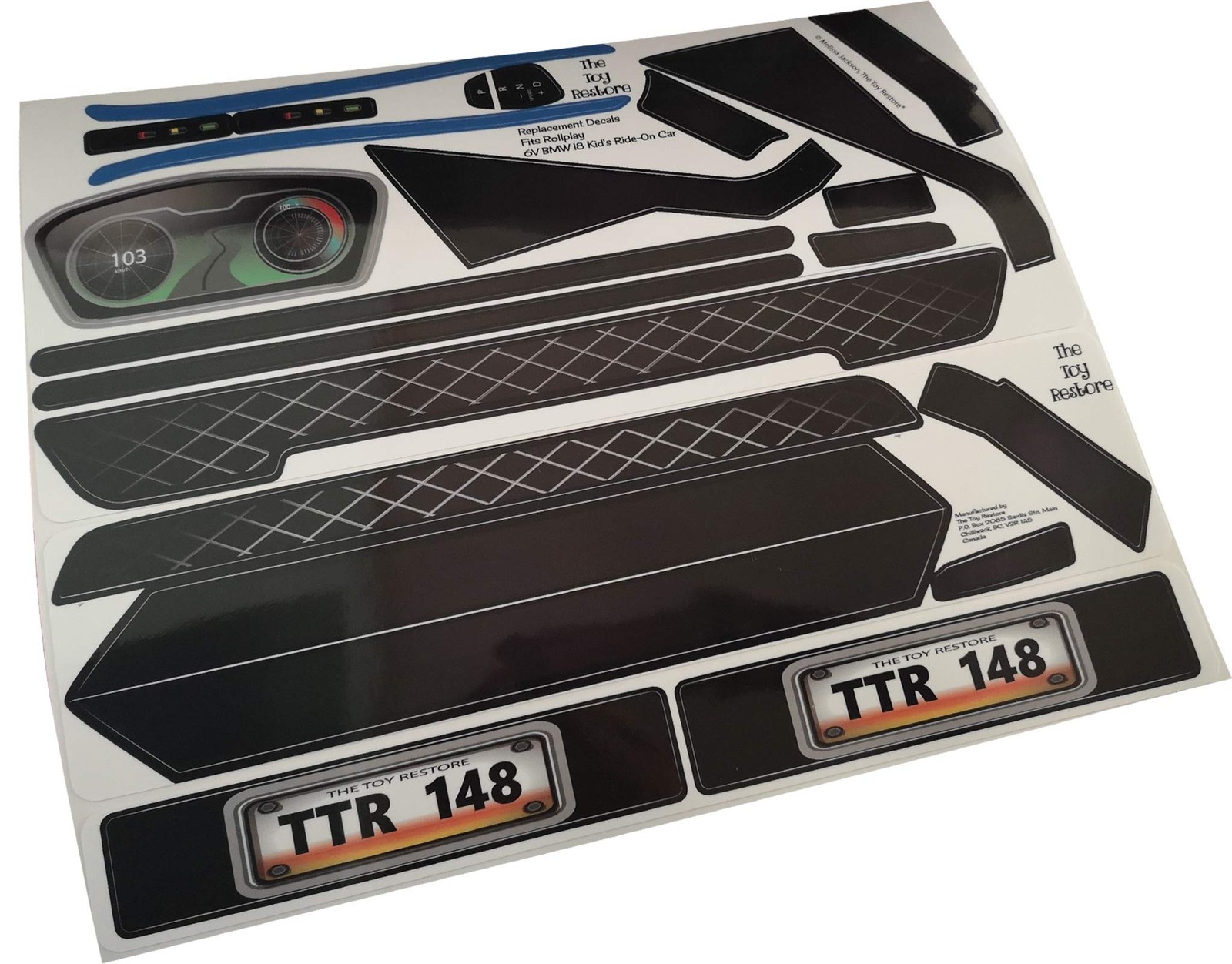 The Toy Restore Replacement Stickers Fits Rollplay BMW I8 Car 6-Volt Battery-Po