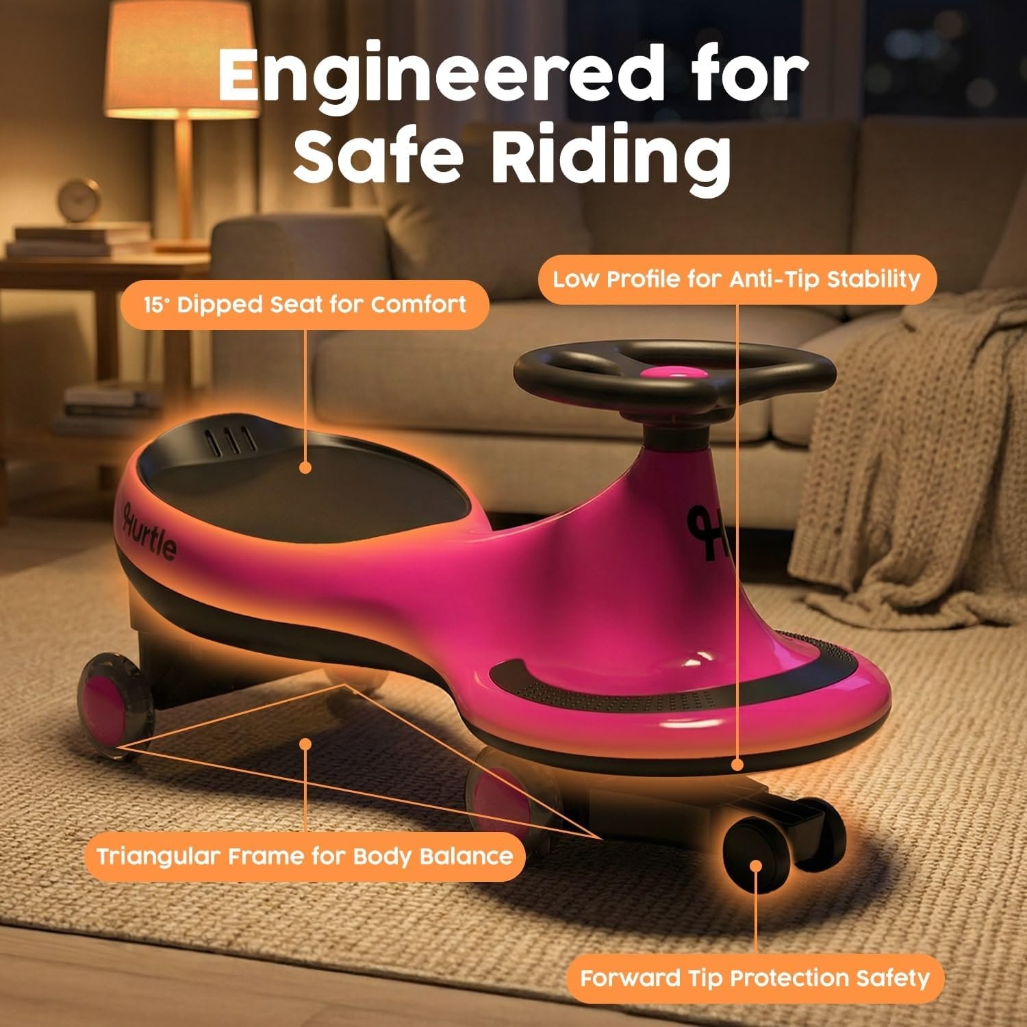 Swing Ride On Car Wiggle Car Toy Kids No Pedals Batteries/Gears Safe Toddler