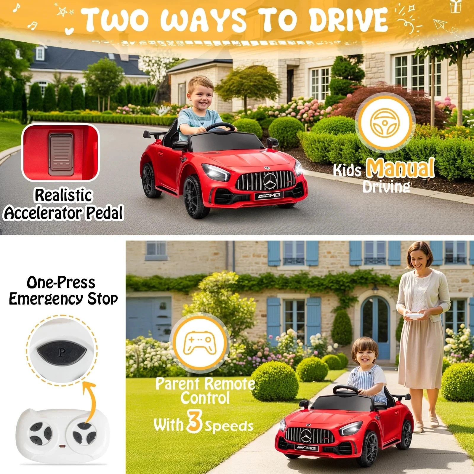 Mercedes-Benz AMG Licensed 12V Kids Ride on Car w/ Remote Bluetooth Enabled R