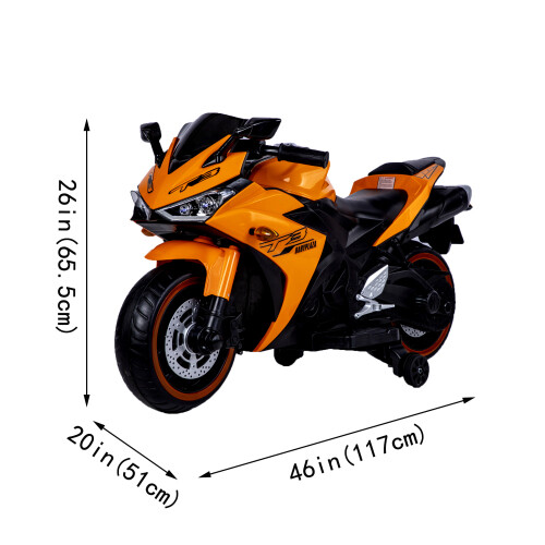 2026 Kids Ride On Dirt Bike 12V Electric Motorcycle Child Training Wheels Orange