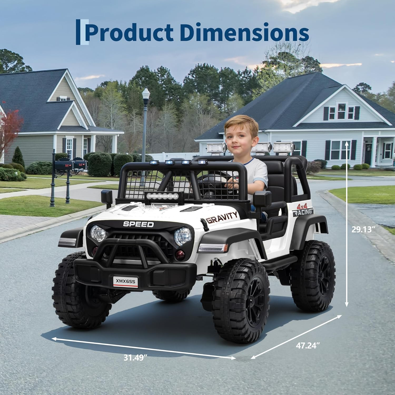 24V 2 Seater Kids Electric Truck with Parent Remote Control, 4WD Ride on Car for