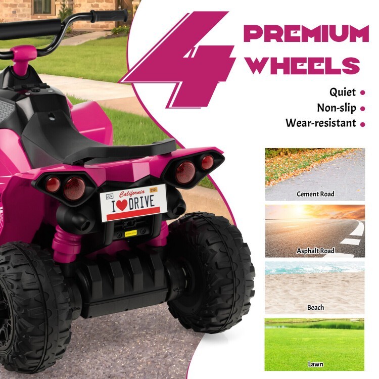 12V Battery Powered Ride on ATV Electric 4-Wheeler Driving Children Car Toy Kids