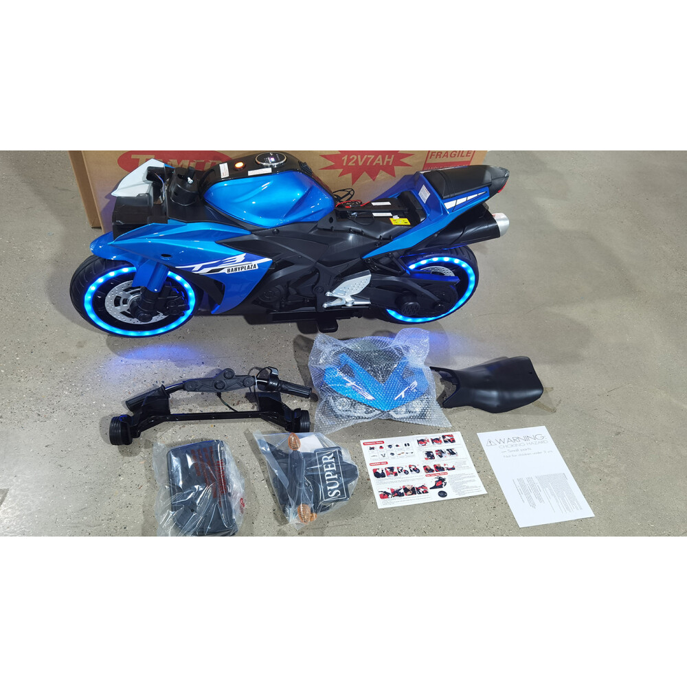 Kids Motorcycle 12V for Age 3-6 Training Lighting Wheels Manual Throttle by Hand