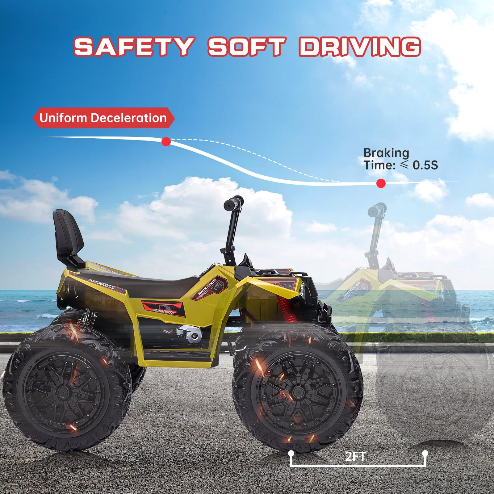 24V Kids Ride on Car Electric Fun ATV Toys 4WD Off-Road Vehicle 4 Wheeler Quad