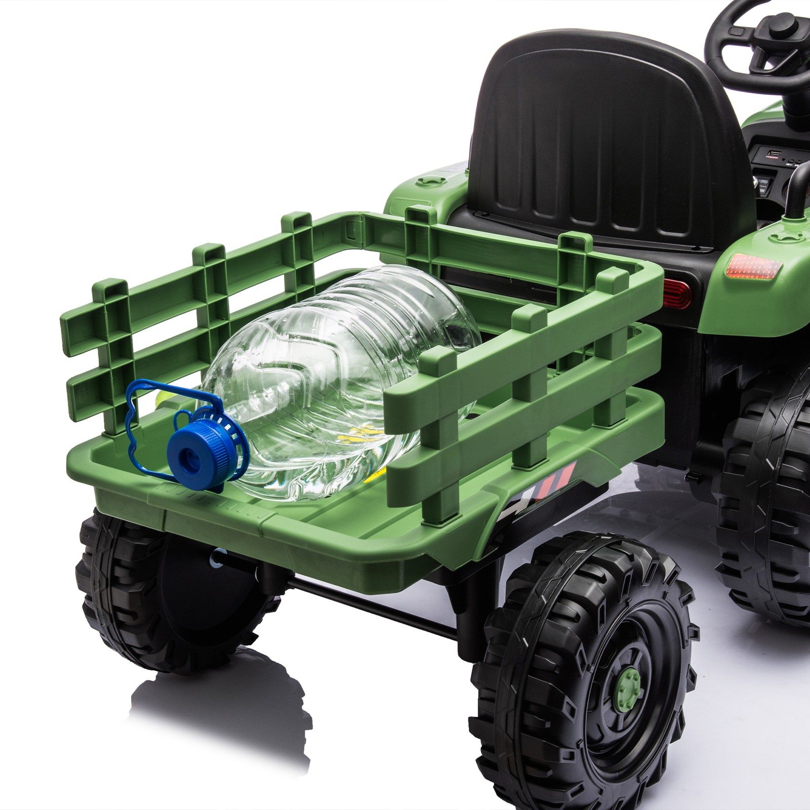 24Vkids Ride Tractor Trailer 1.86-4.97MPH electric car 3speed adjustable Emerald