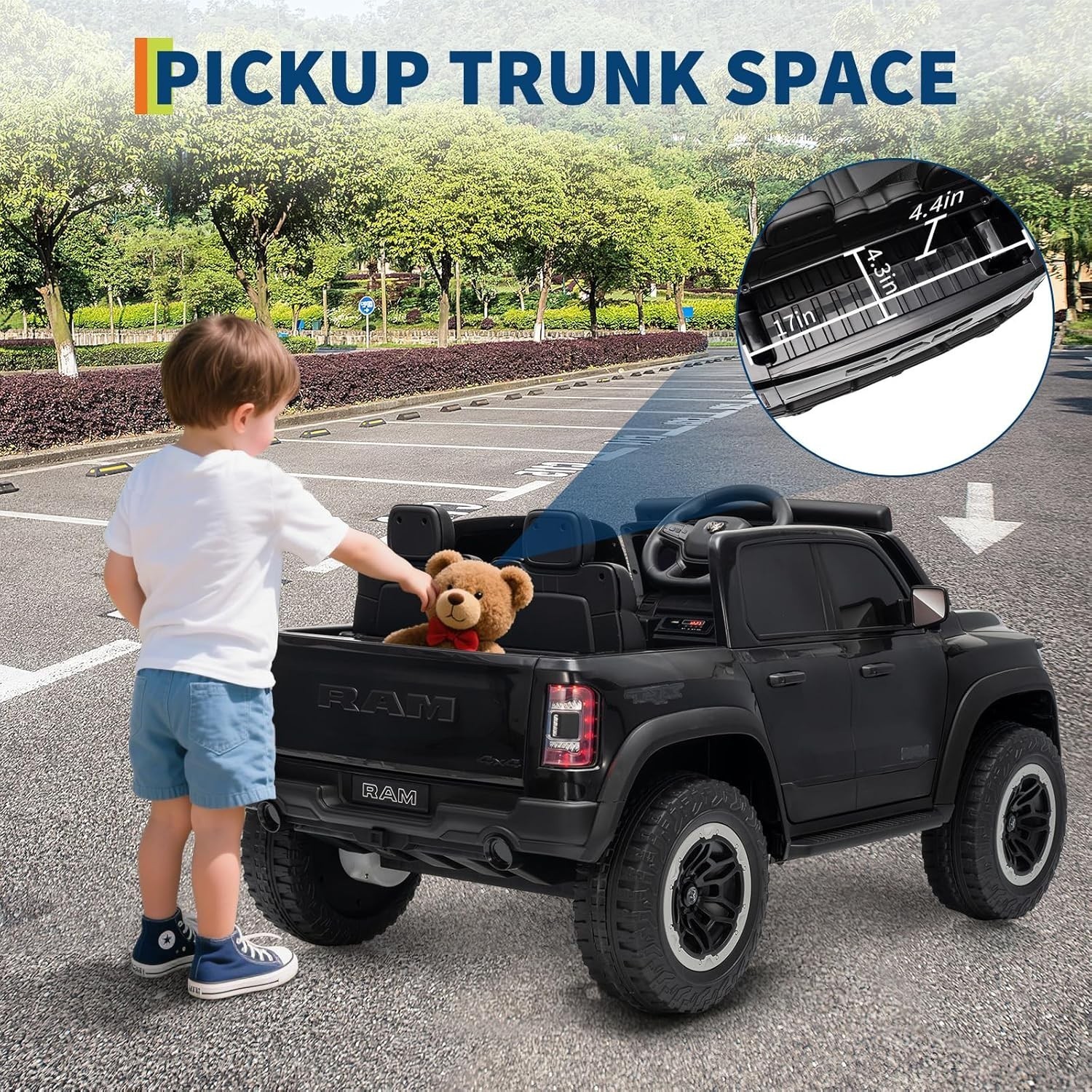 Electric 12V Battery Kids Ride On Police Car 4 Wheel Truck w/ Remote Control LED