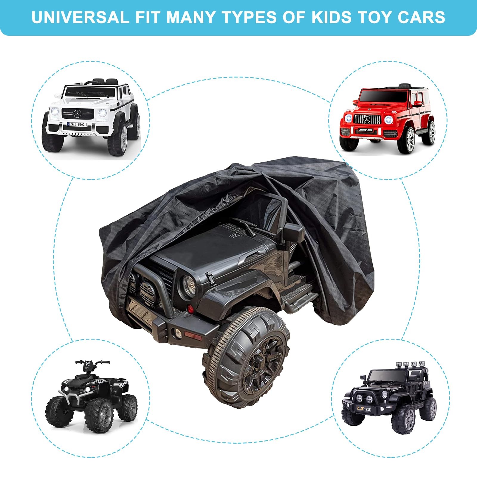 Tonhui Large Ride-on Truck Toy Car Cover, Outdoor Cover for Power Wheels, Kids E