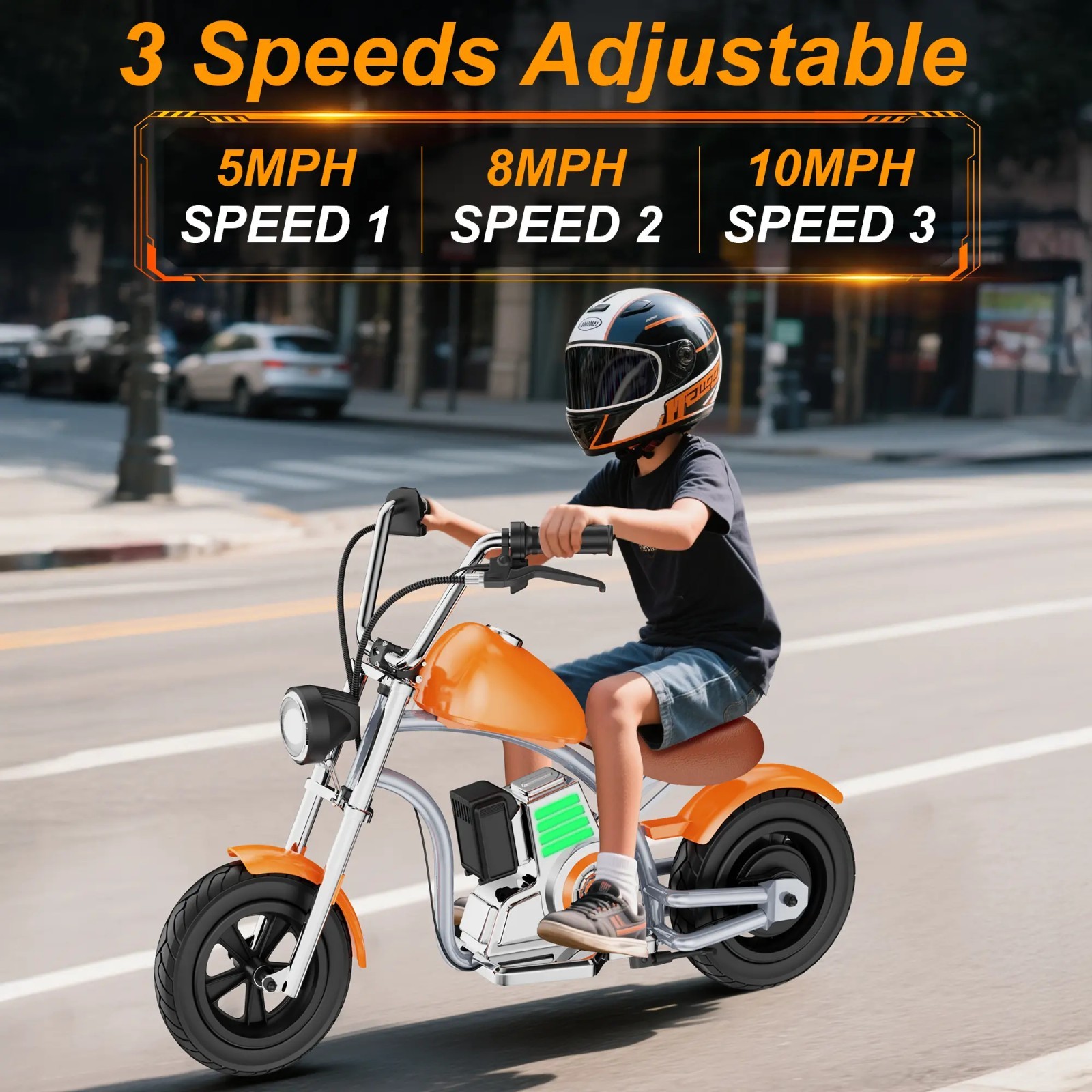 Kids Electric Motorcycle for Age 5+, Electric Bike for Kids with Music & Light