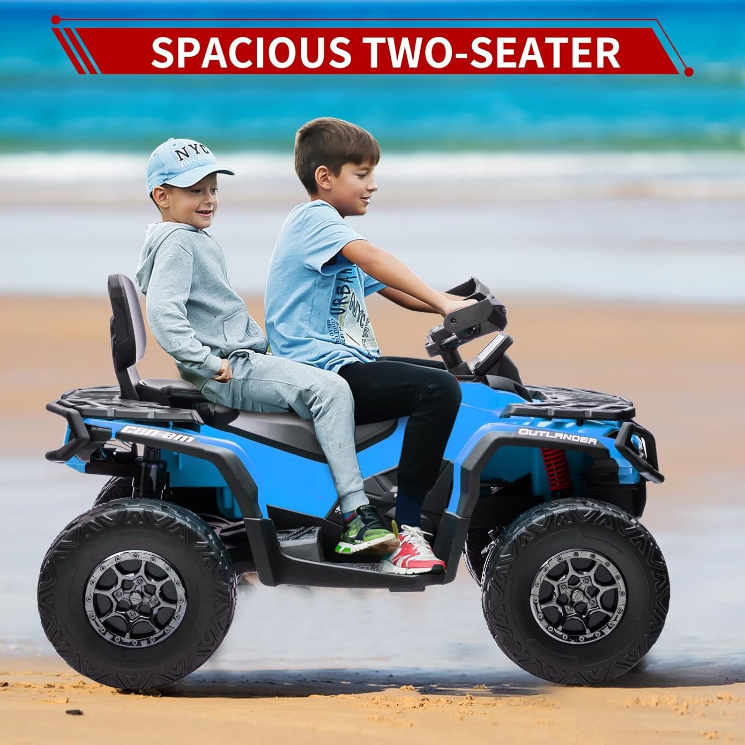 Kids 12V Electric 4WD ATV Ride-On, 4×200W Motors, LED Lights, USB Music,2-Seater