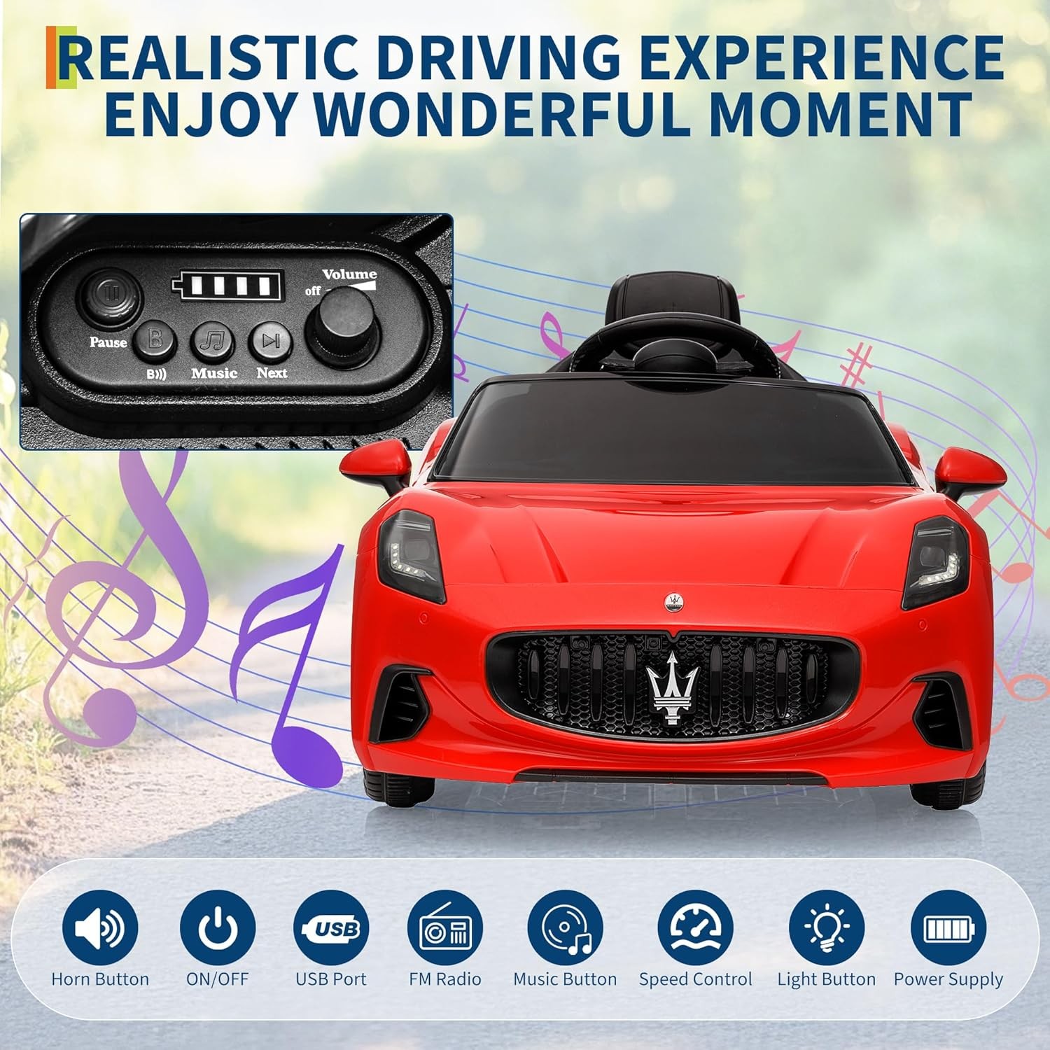 12V Ride On Car Licensed Maserati Gran Cabrio Ride on Toys for Kids White