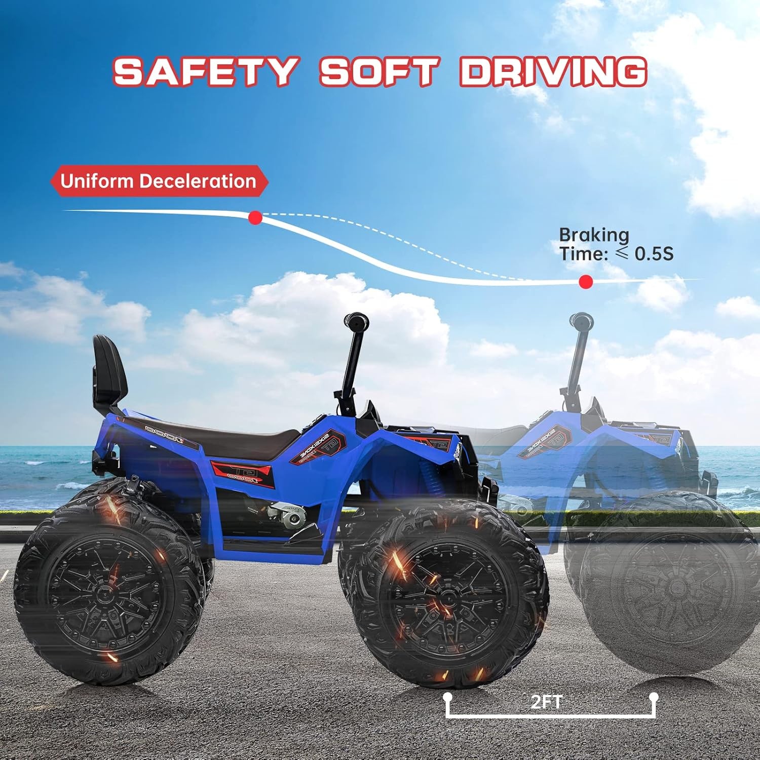 Kids ATV 24V Ride on Car 4WD Quad Electric Vehicle 4x80W 7AHx2 Battery LED Toy