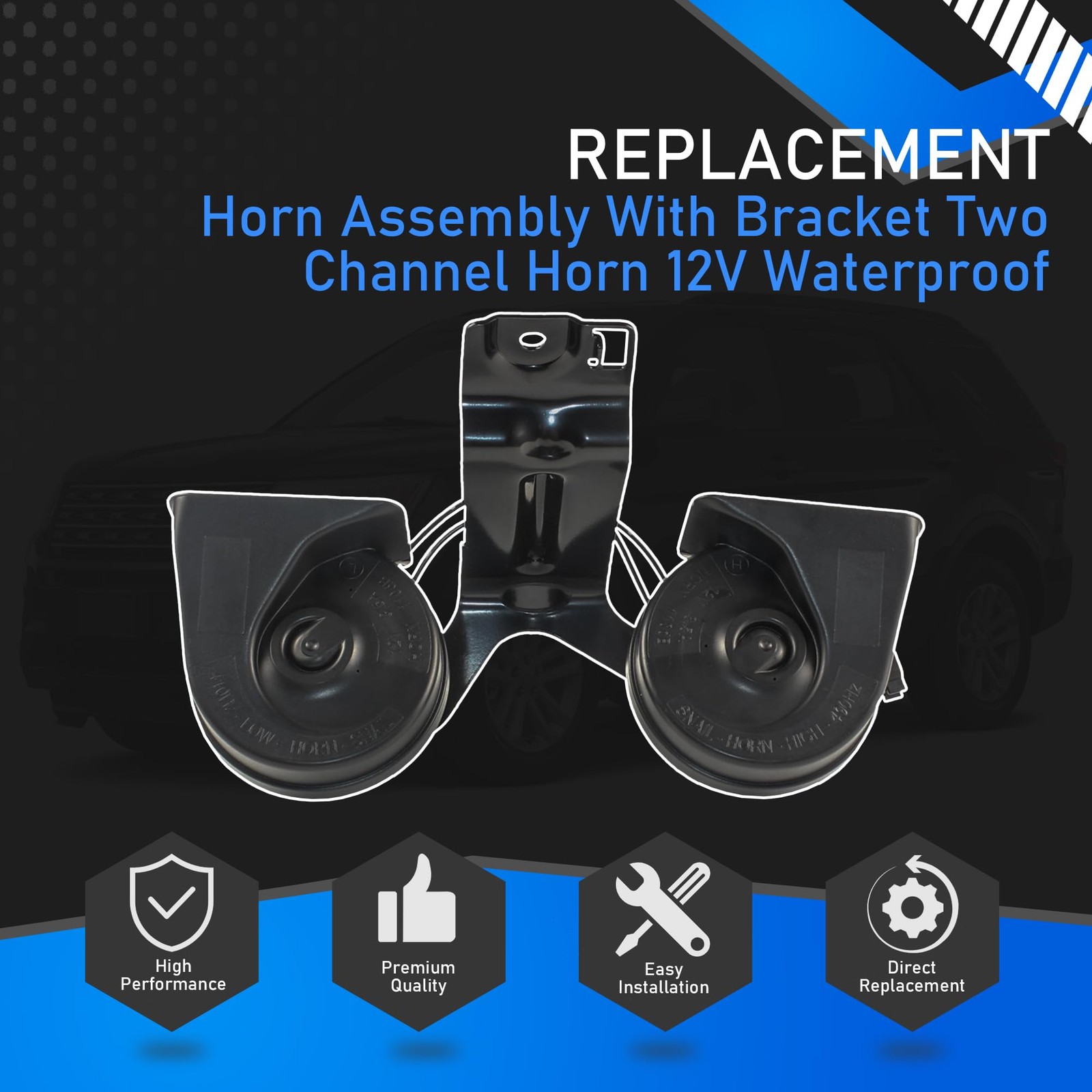 YzusGomumu GB5Z13832A Horn Assembly With Bracket Two Channel Horn 12V Waterpr…