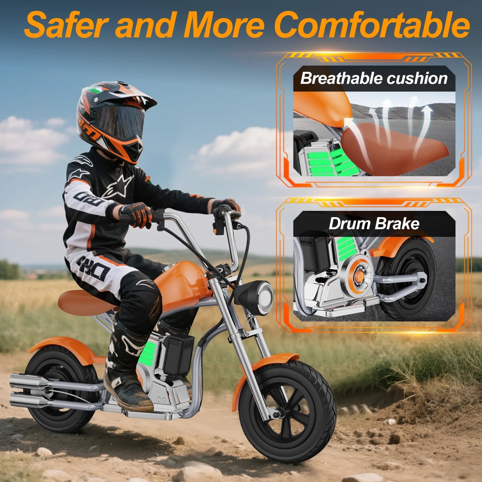 Kids Electric Motorcycle for Ages 5+,Kids Motorcycle with Ambient Lighting 10MPH
