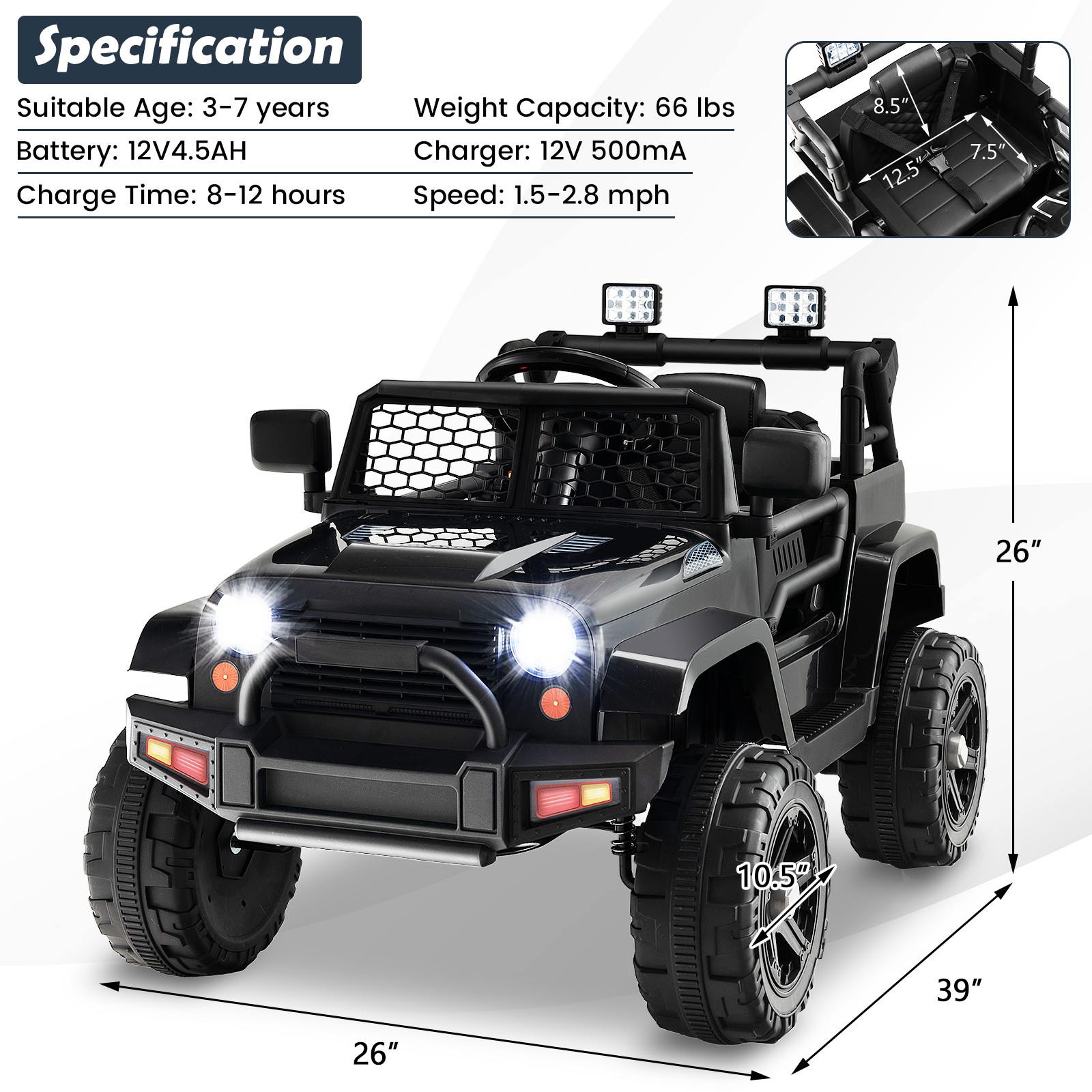12V Kids Ride On Truck Car Electric Vehicle Remote w/ Music & Light