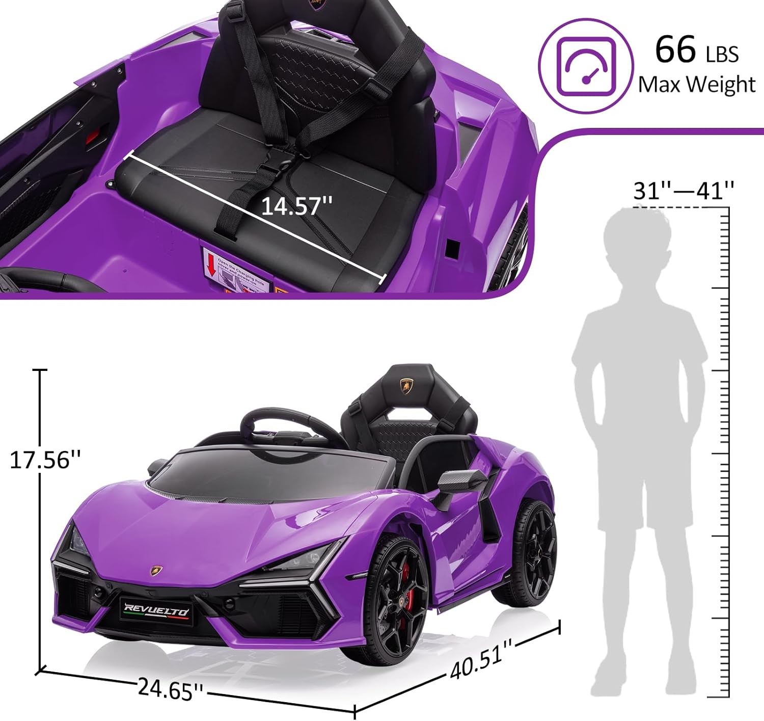 Kids 12V Battery Electric Ride On Car Toy with Remote Control LED Light